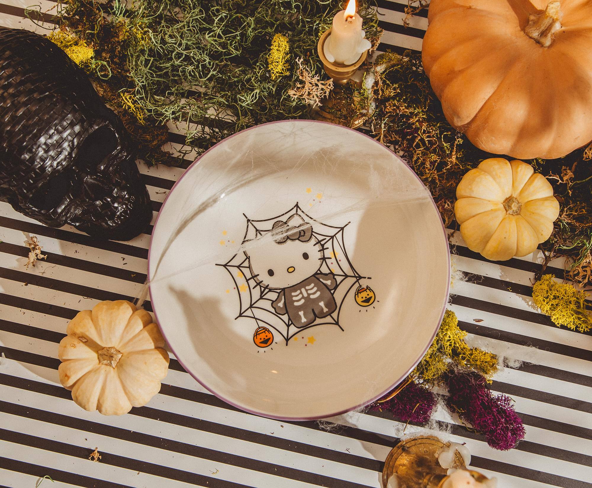 Alt View 5. Silver Buffalo - Sanrio Hello Kitty Skeleton Web 9-Inch Ceramic Coupe Dinner Bowl - Purple.