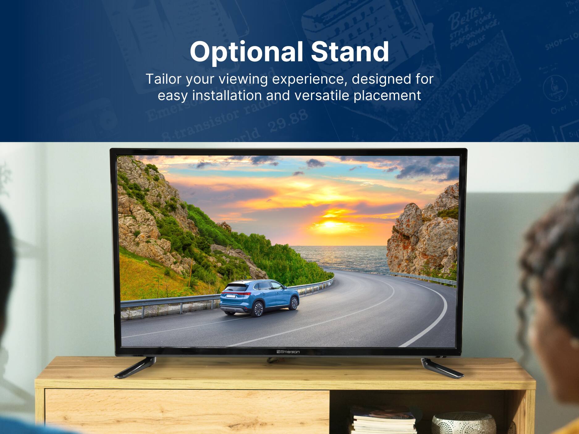 Optional Stand, Tailor your viewing experience, designed for easy installation and versatile placement