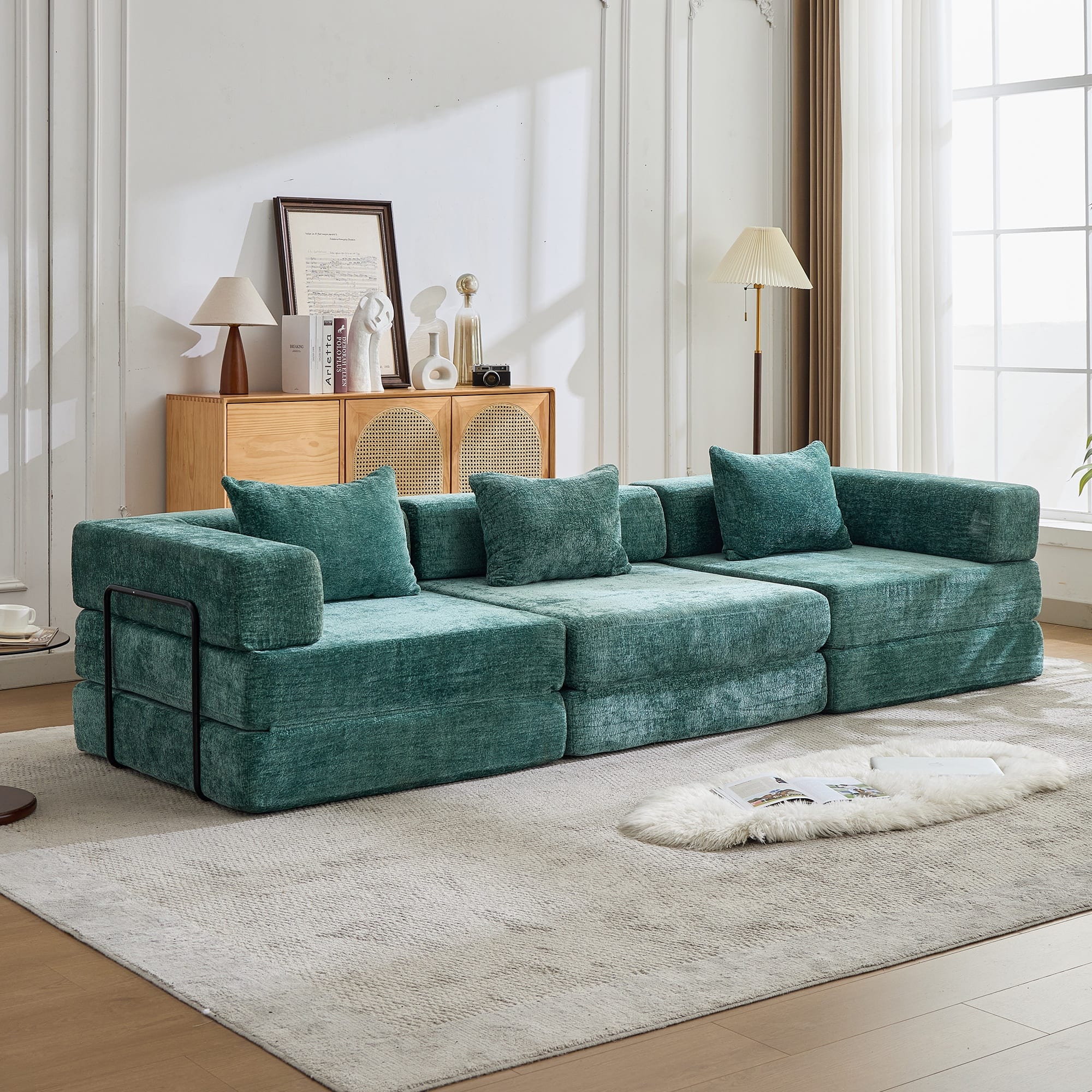 Boyel Living - Memory Foam Corduroy Chaise Lounge with Movable Ottoman - Beige price history on PriceWatchPro