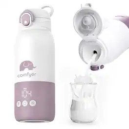 Comfyer - Portable Baby Bottle Warmer, Fast Heating, Travel, Long Battery Life - White