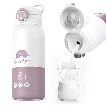 Front. Comfyer - Portable Baby Bottle Warmer, Fast Heating, Travel, Long Battery Life - White.