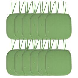 Sweet Home Collection - Honeycomb Memory Foam Non-Slip 16" x 16" Chair Cushion Pad with Ties, 12-Pack - Green