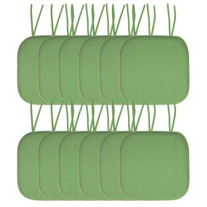 Front. Sweet Home Collection - Honeycomb Memory Foam Non-Slip 16" x 16" Chair Cushion Pad with Ties, 12-Pack - Green.