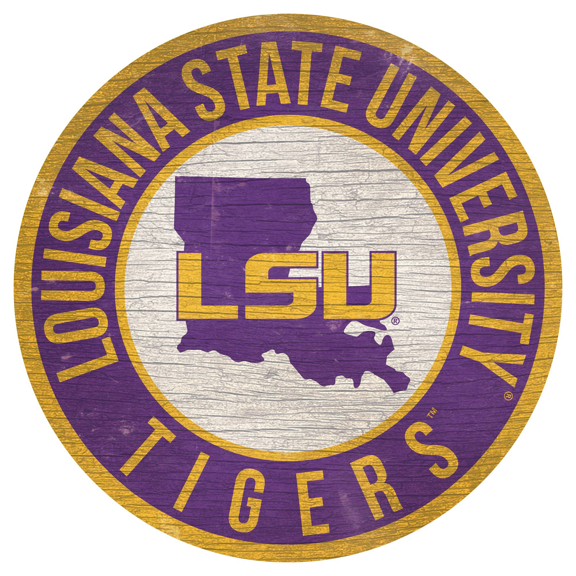 LSU Tigers 12'' x 12'' State Circle Sign