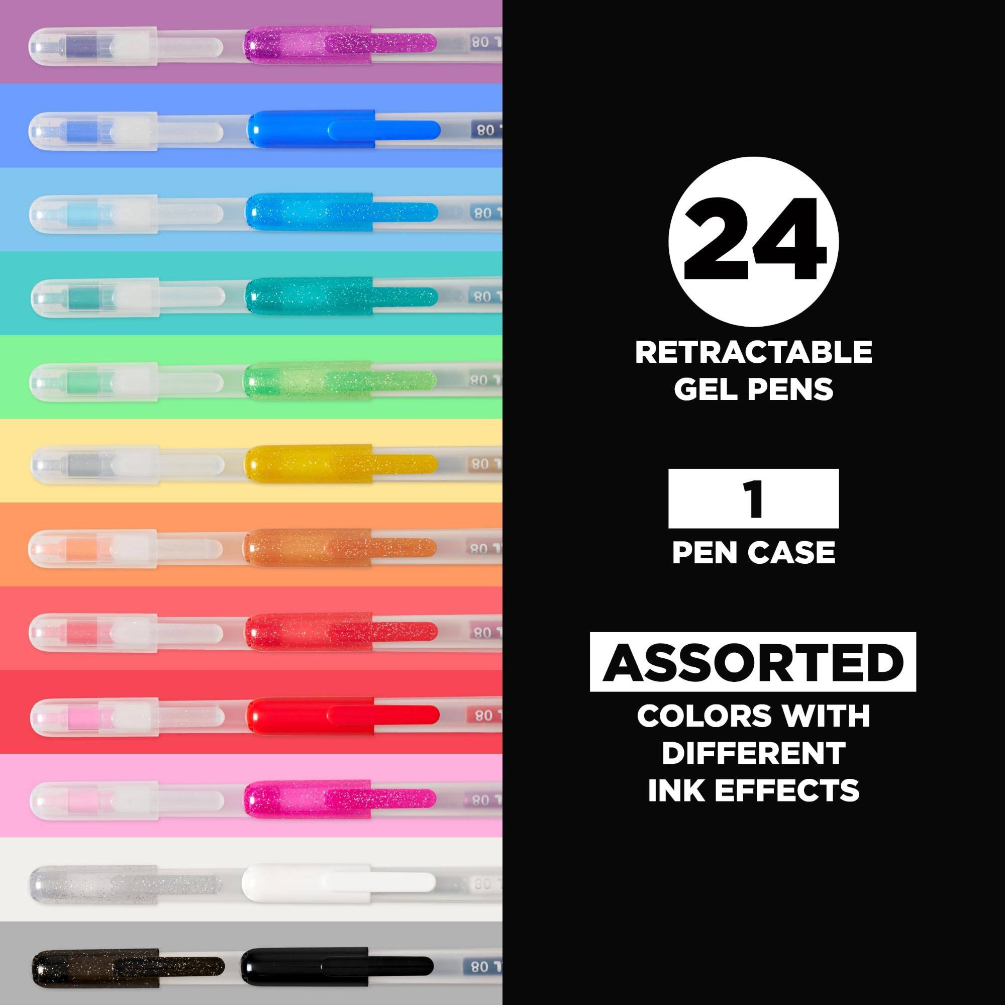 Sakura Gelly Roll Retractable Gel Pens, Medium Pt, Assorted Colors, 24 ...