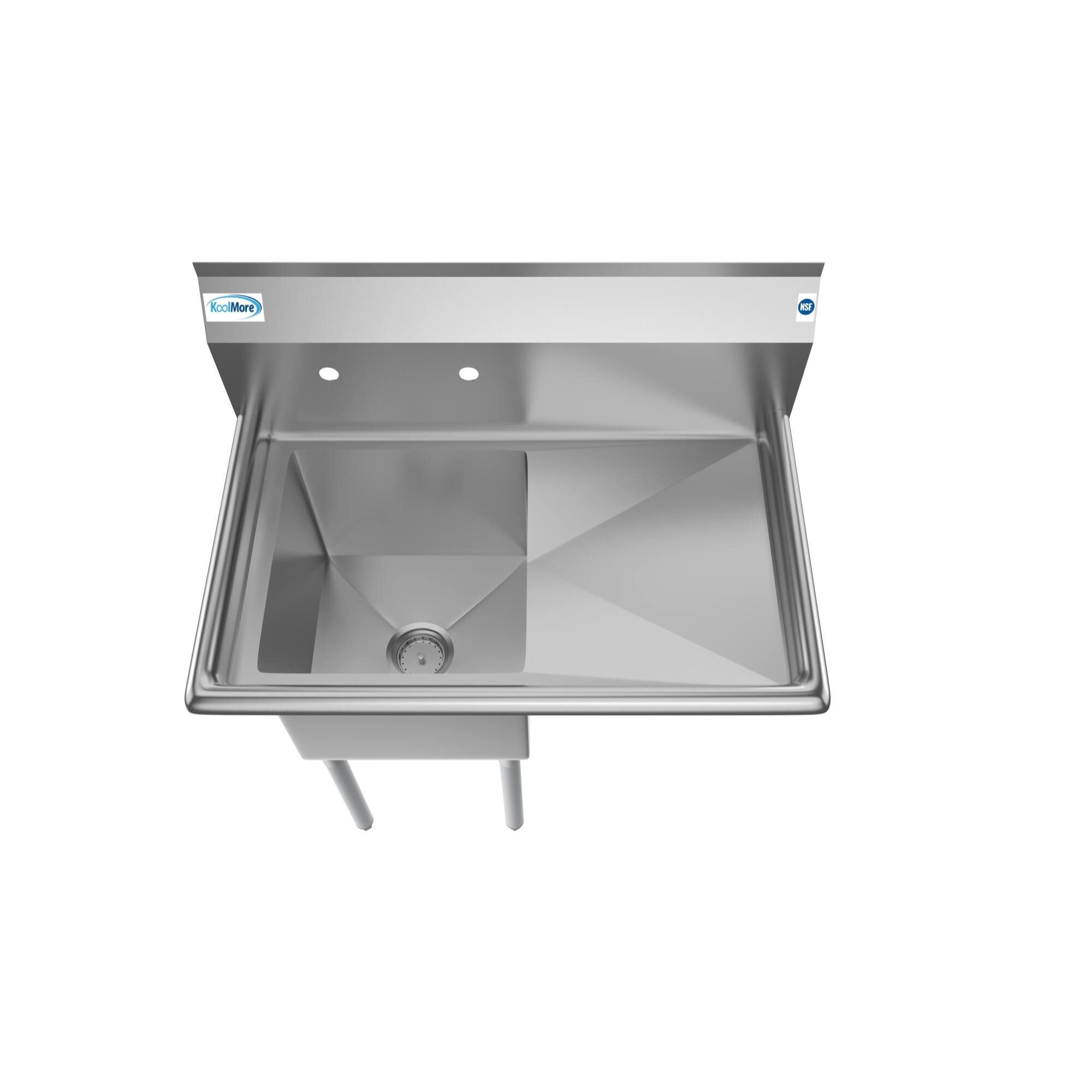 Back. Koolmore - 33 in. One Compartment Stainless Steel   Sink with Drainboard, Bowl Size 15"x 15"x 12" SA151512-15R3. - Stainless Steel.