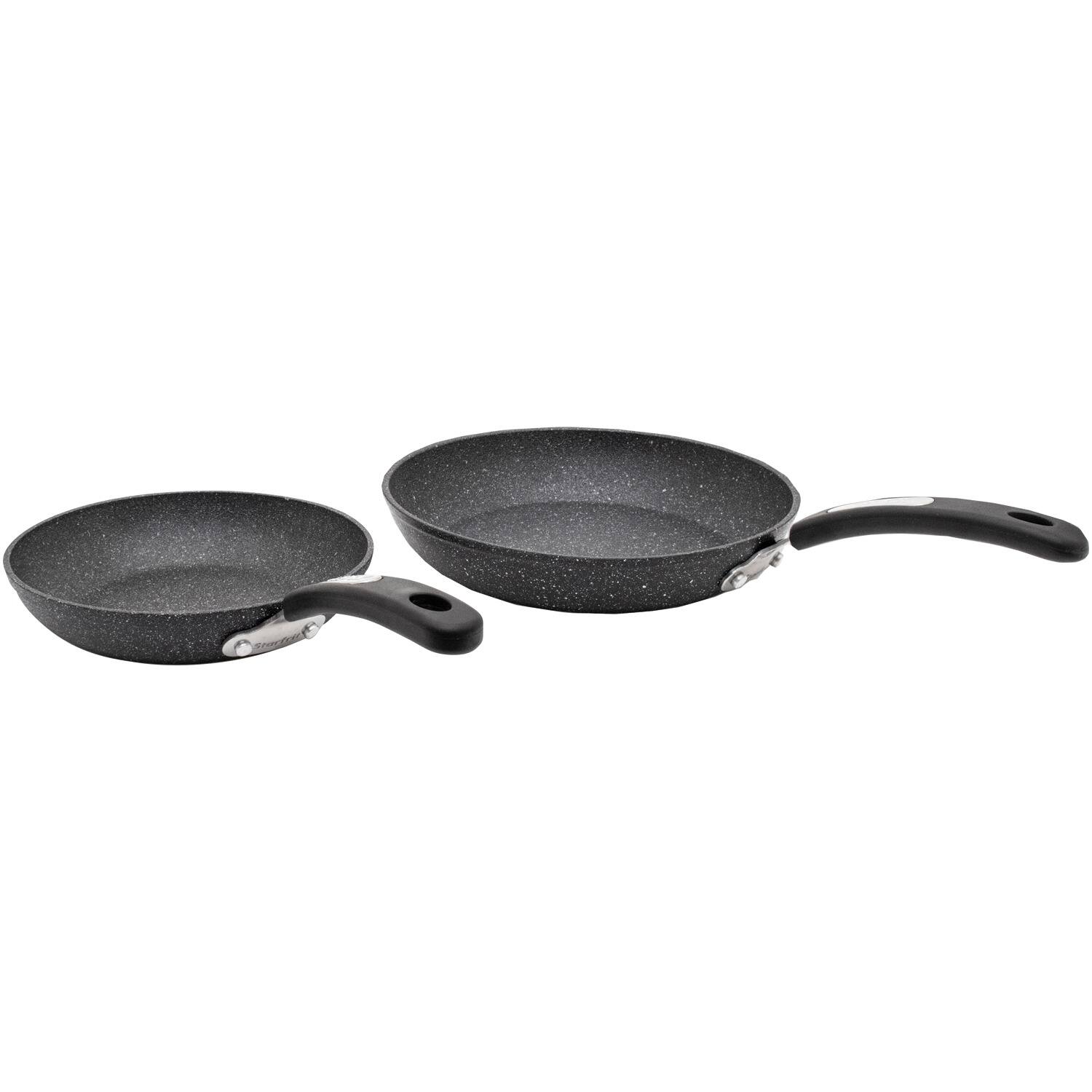Angle. THE ROCK by Starfrit - The Rock By Starfrit 060740-002-0000 Set Of 2 Fry Pans With Bakelite Handles - black.