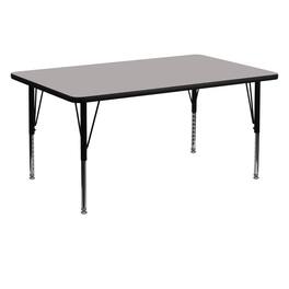 Emma + Oliver - 30x60 Rectangle HP Laminate Adjustable Preschool Activity Table - Gray