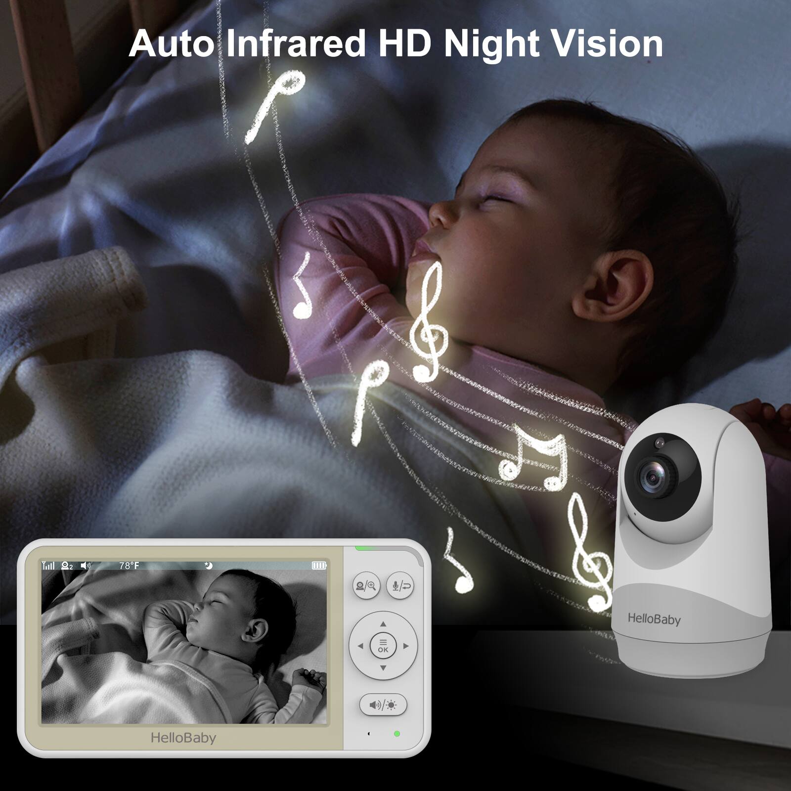 HelloBaby HB6256 Video Baby Monitor with Remote Pan Tilt