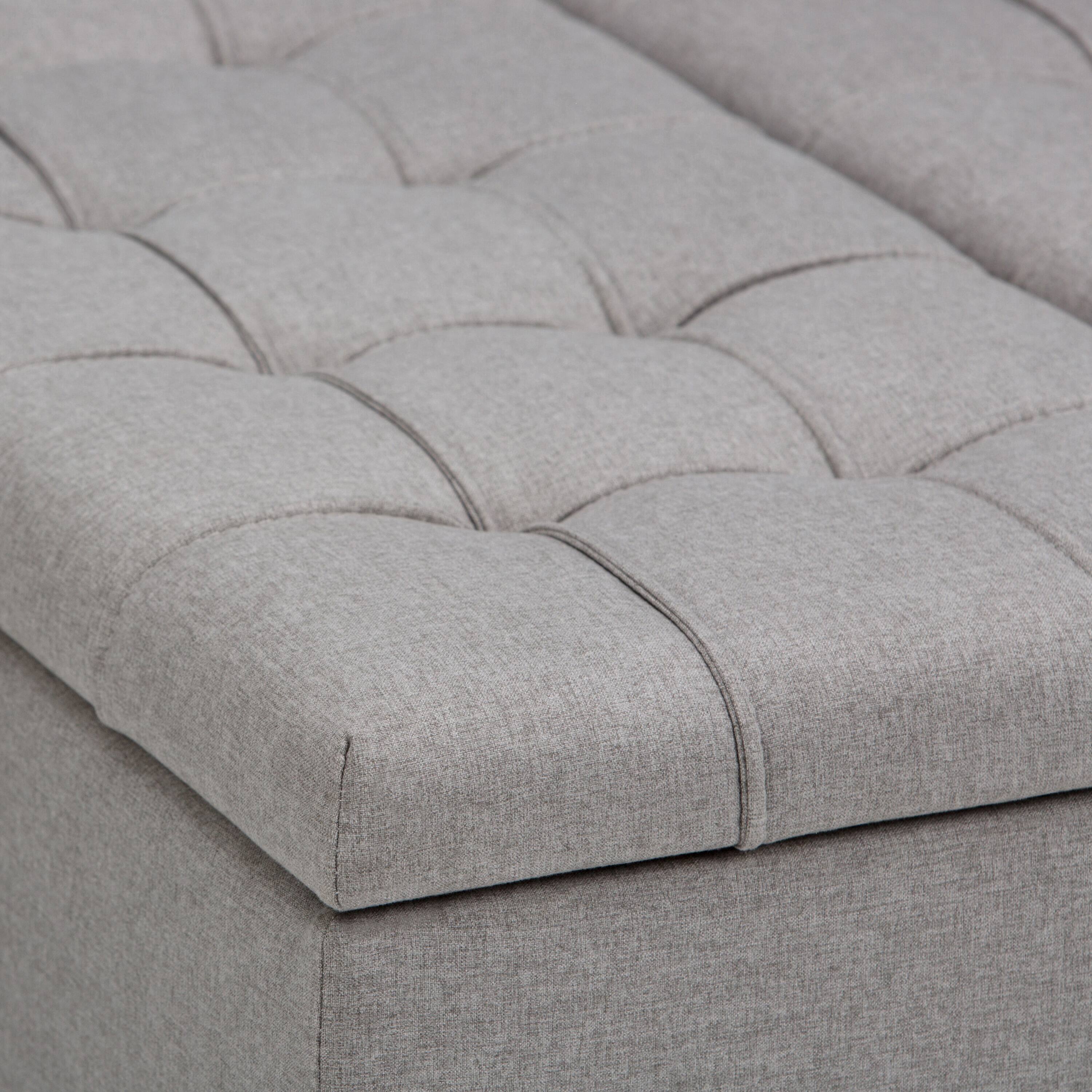 Alt View 2. Simpli Home - Harrison 36 inch Wide Upholstered Solid Wood Square Storage Ottoman, Oyster Grey - Oyster Grey.