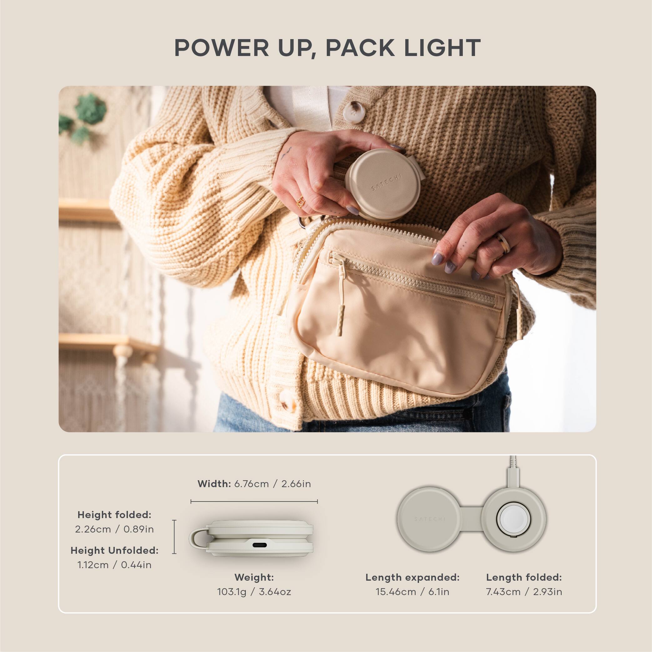 POWER UP, PACK LIGHT

Width: 6.76cm / 2.66in  
Height folded: 2.26cm / 0.89in  
Height Unfolded: 1.12cm / 0.44in  
Weight: 103.1g / 3.64oz  

Length expanded: 15.46cm / 6.1in  
Length folded: 7.43cm / 2.93in