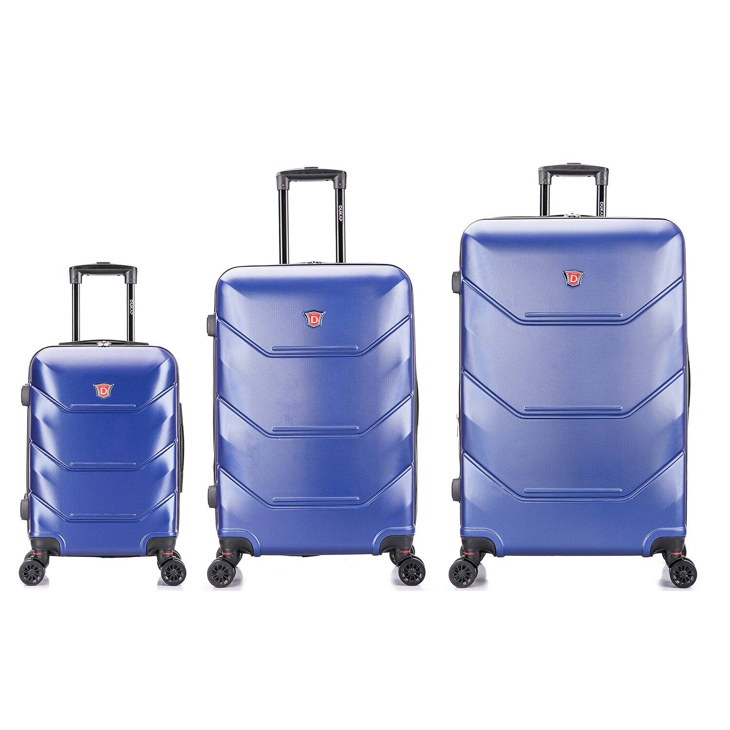 Angle. DUKAP - Zonix Lightweight Hardside 3 Piece Luggage Set 20"/26"/30" - BLUE.