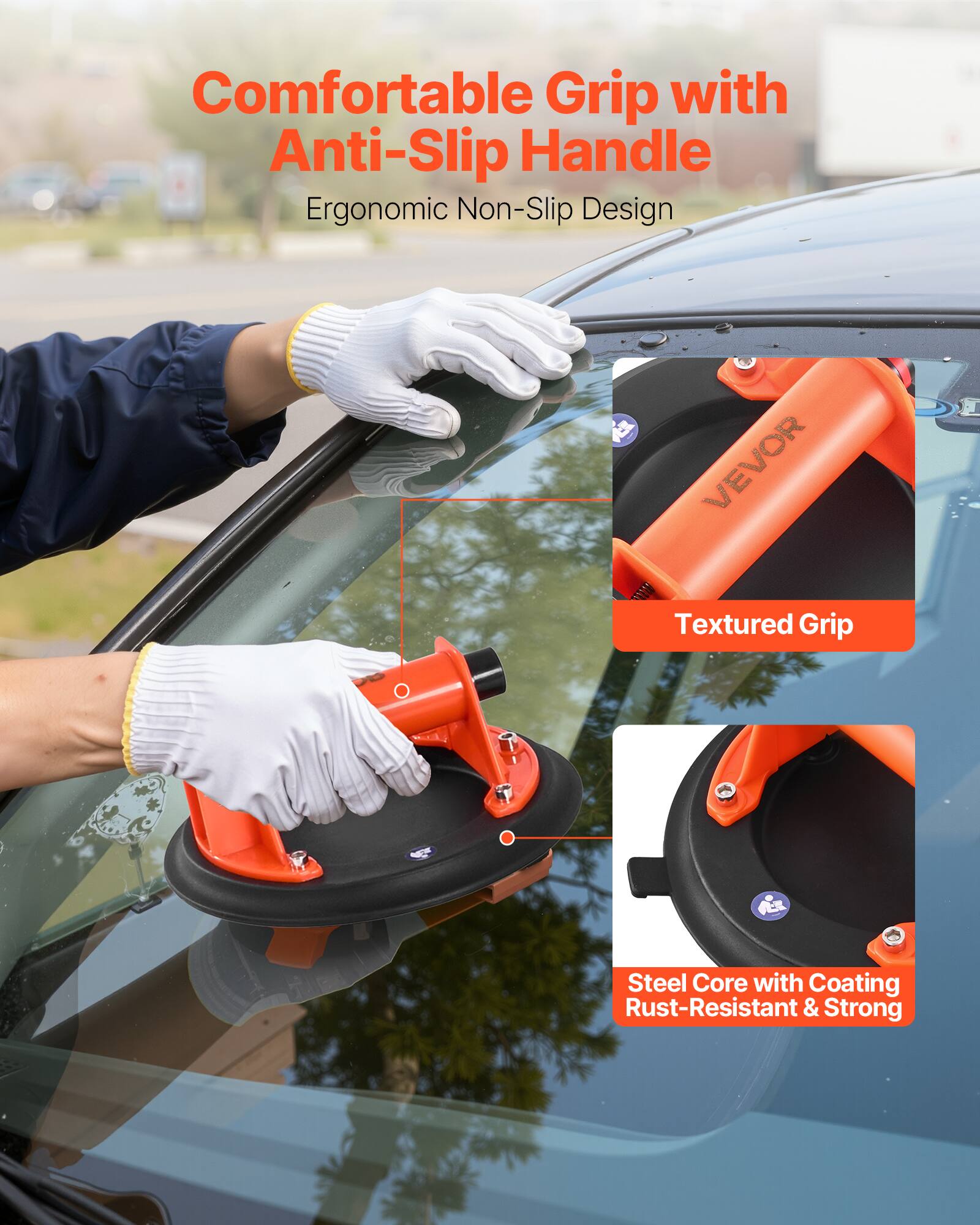 Comfortable Grip with Anti-Slip Handle  
Ergonomic Non-Slip Design  
Textured Grip  
Steel Core with Coating  
Rust-Resistant & Strong