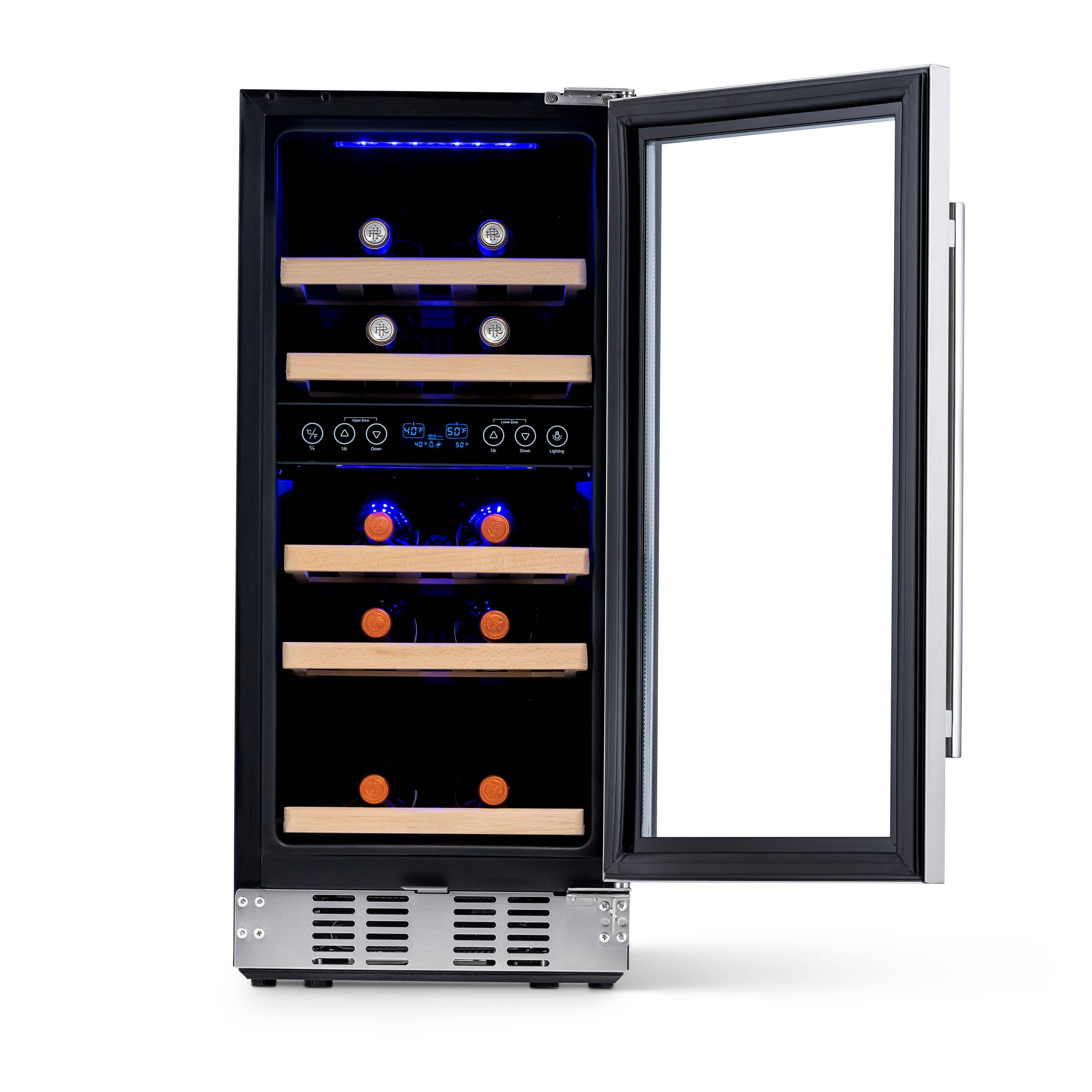 Alt View 14. NewAir - 15” Built-in 29 Bottle Dual Zone Compressor Wine Fridge with Recessed Kickplate and Carbon Filter - Stainless Steel.