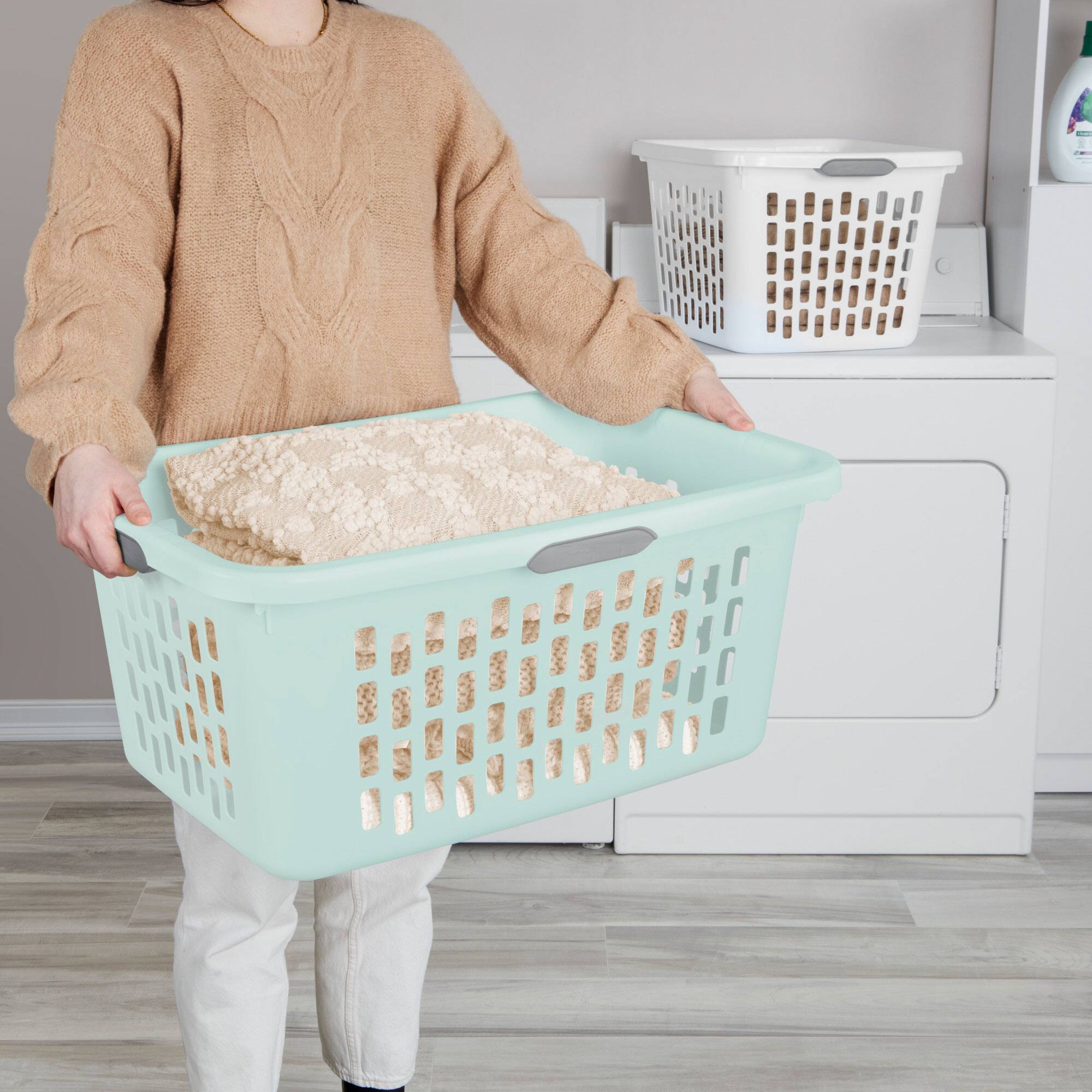 Alt View 2. Sterilite - Sterilite Laundry Basket, 2 Bushel Plastic Hamper with Handles, Mint, 6 Pack - Mint.