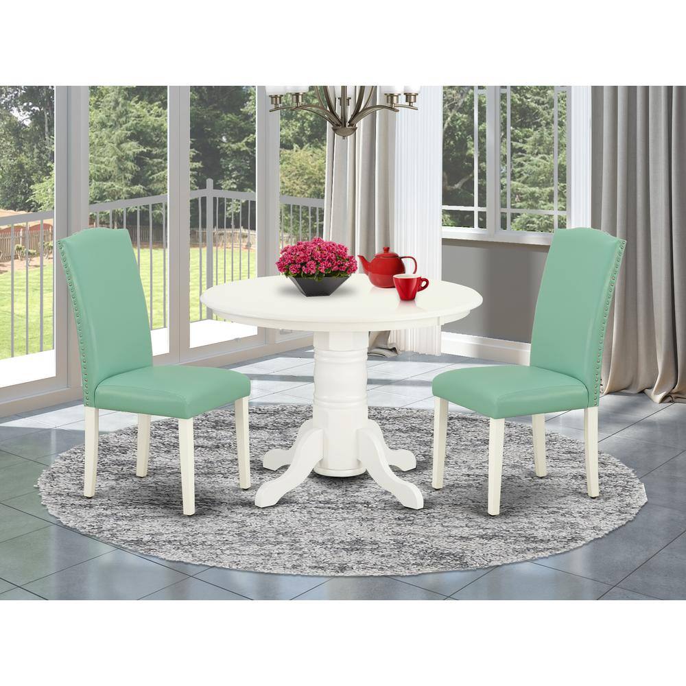 Left. East West Furniture - Dining Room Set Linen White - Brown.