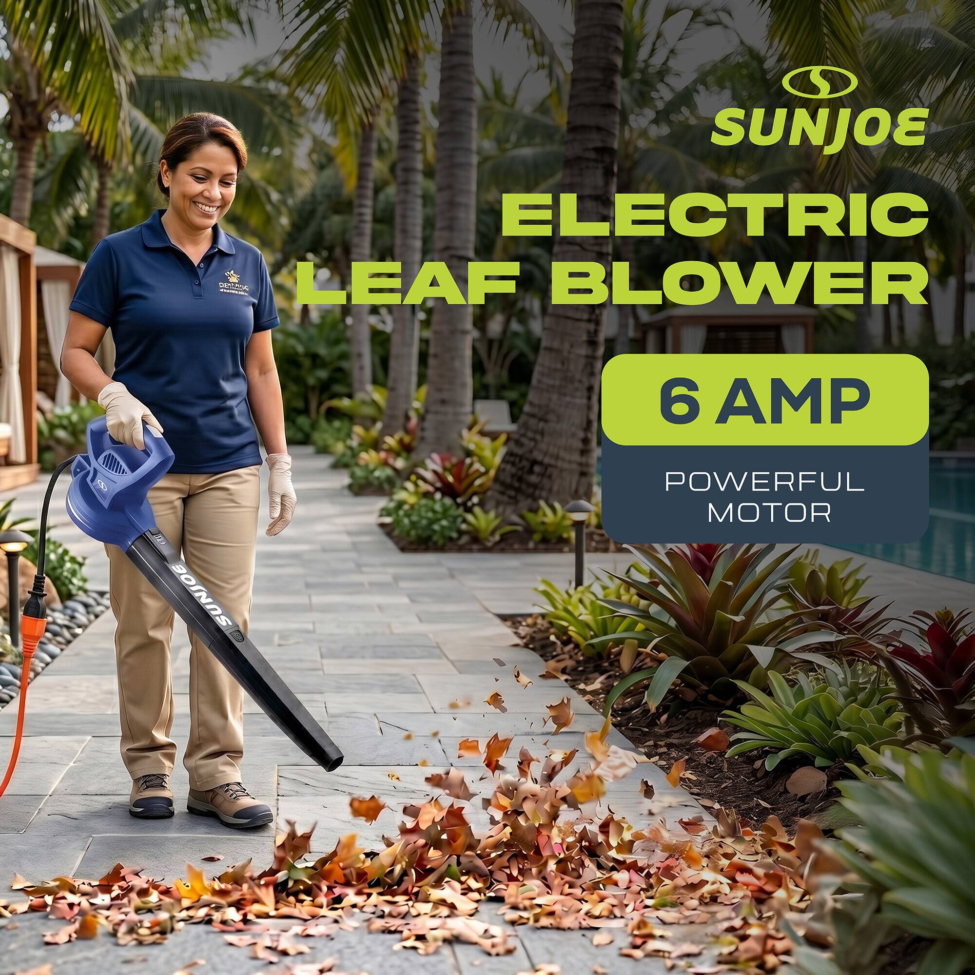 SUNJOE ELECTRIC LEAF BLOWER 6 AMP POWERFUL MOTOR
