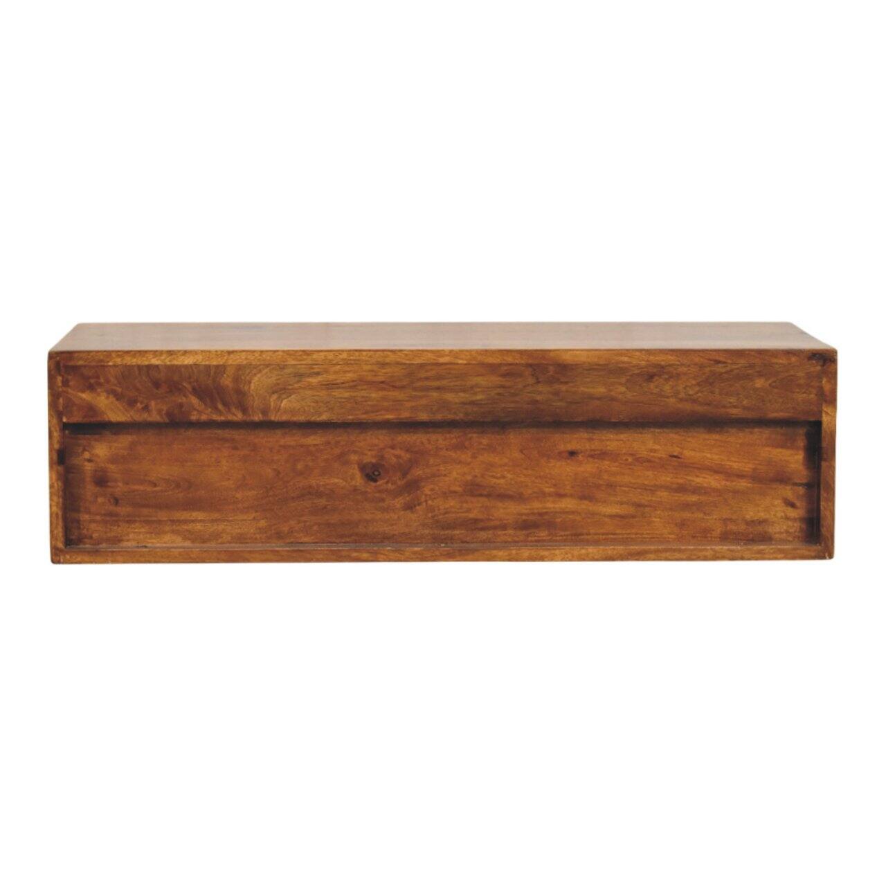Alt View 5. Artisan Furniture - Artisan Furniture Solid Wood Lunar 2 Drawer Chestnut Wall Mounted Media Unit, 2 Drawers, 1 Shelf, Dark Brown - Brown.