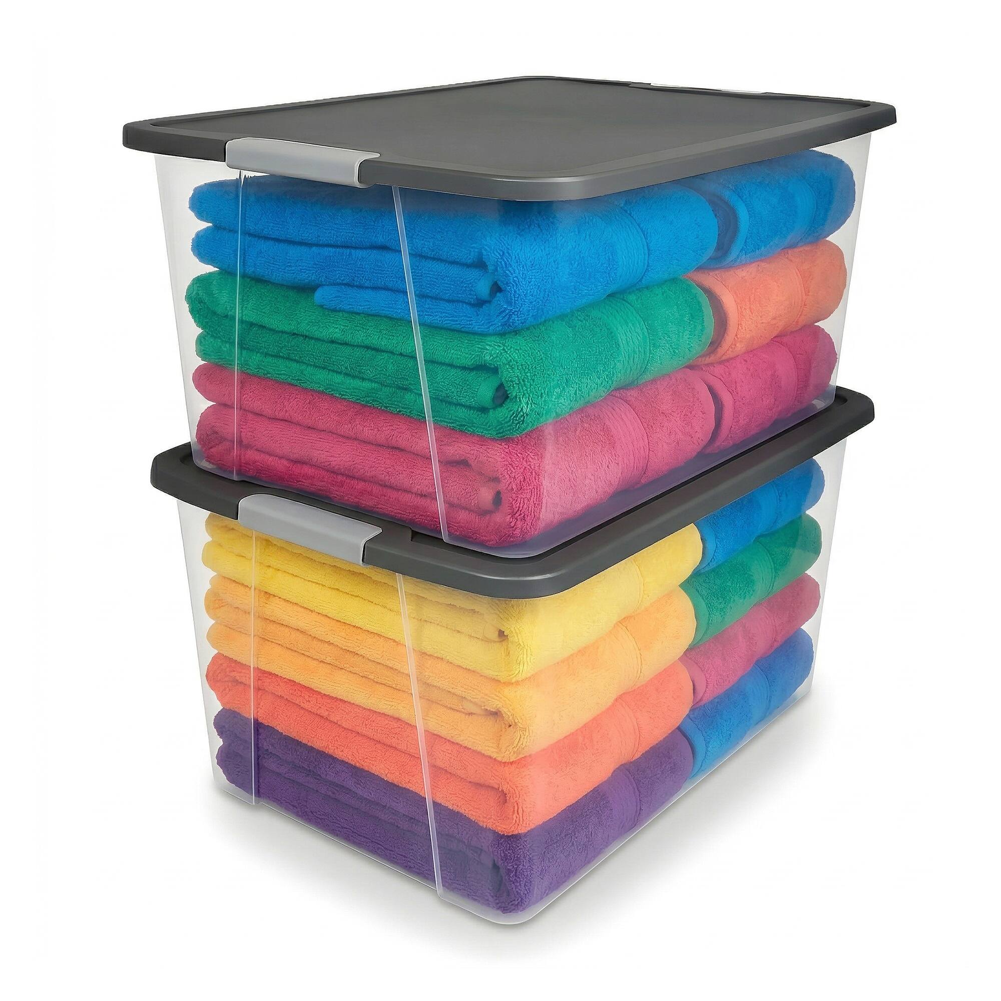 Alt View 1. Homz - Homz 64 Qt Secure Latching Large Clear Plastic Storage Bin w/ Gray Lid (4 Pack) - Gray Lid.