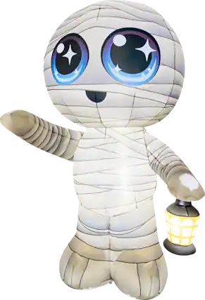 Front. GOOSH Inflatables - GOOSH 5.2FT Inflatable Cute Mummy with Lantern – Light-Up Halloween Yard Decoration - White.