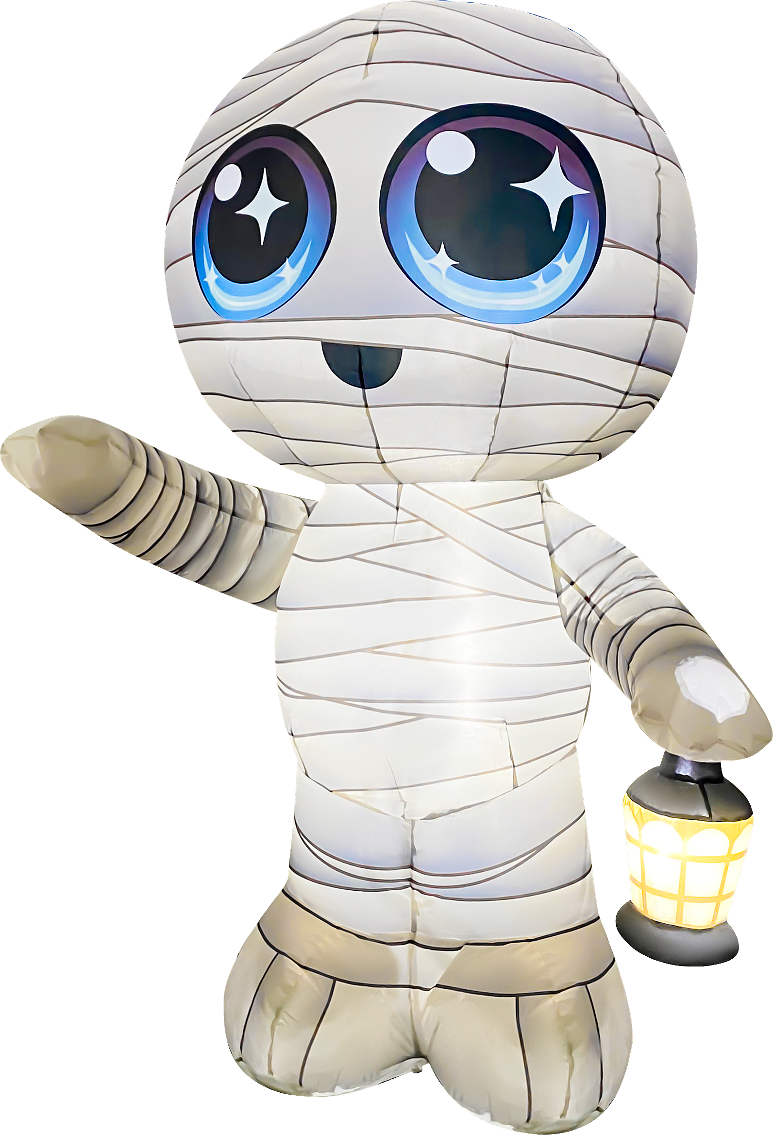 Front. GOOSH Inflatables - GOOSH 5.2FT Inflatable Cute Mummy with Lantern – Light-Up Halloween Yard Decoration - White.