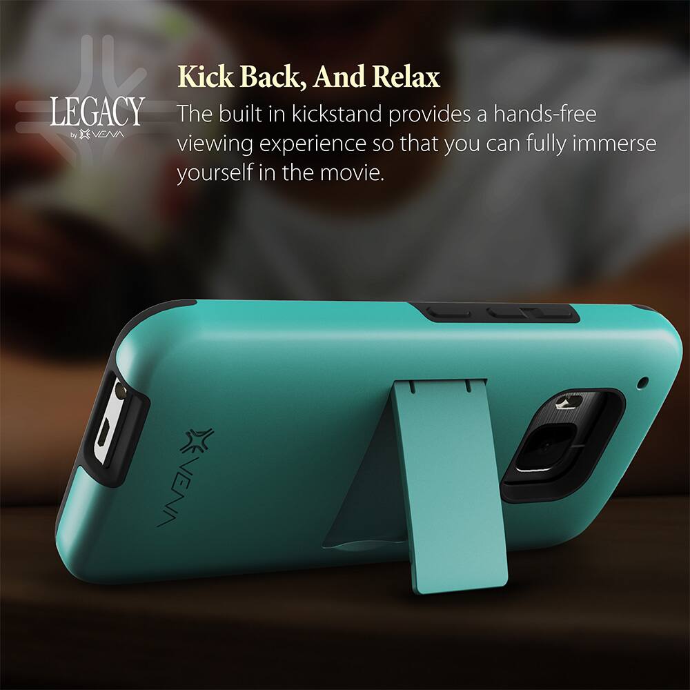 K Kick Back, And Relax LEGACY by VENA The built in kickstand provides a hands-free viewing experience so that you can fully immerse yourself in the movie.