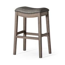 Maven Lane - 31" Adrien Saddle Bar Stool In With Vegan Leather - Reclaimed Oak