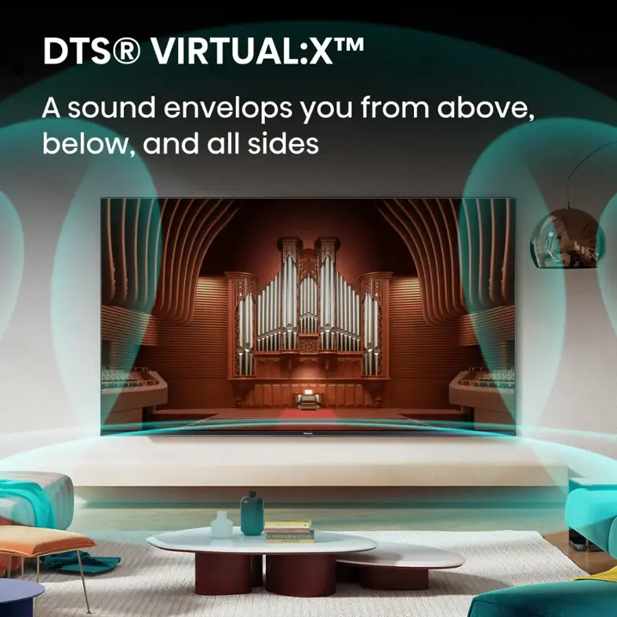DTS Virtual:X - A sound envelops you from above, below, and all sides.