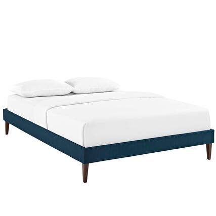 Front. Modway - Sharon Fabric Full Bed Frame with Squared Tapered Legs - Blue.