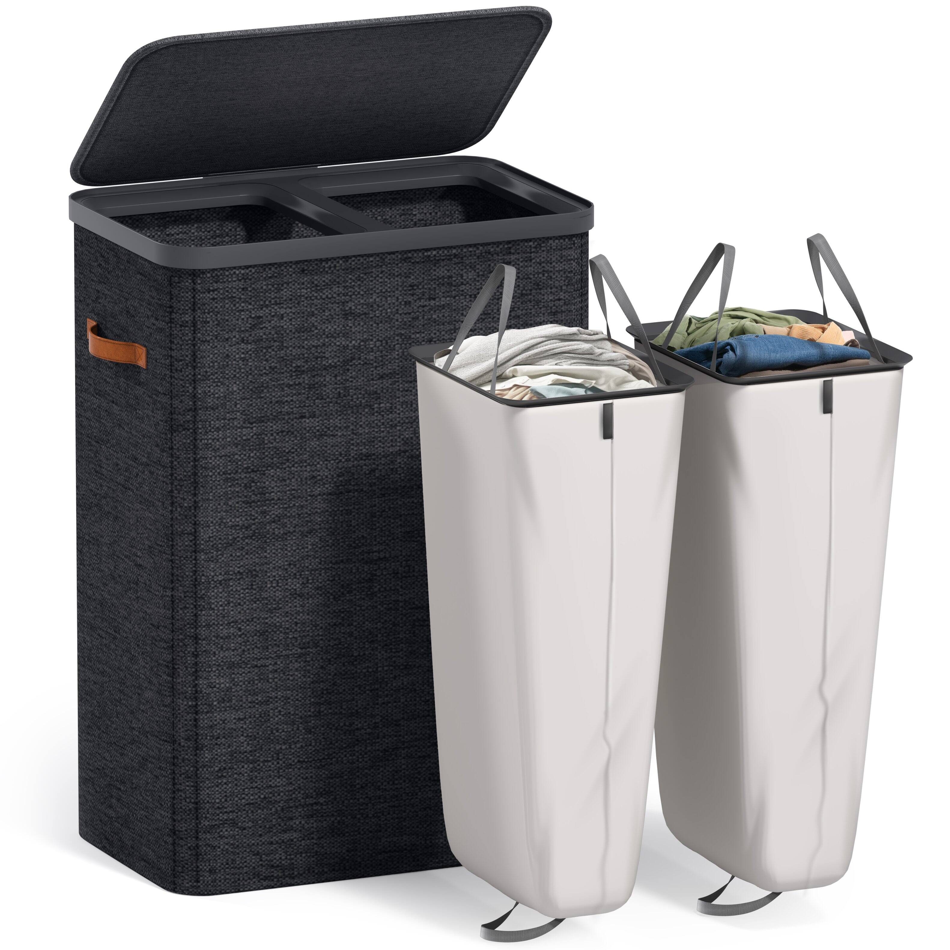 Alt View 1. Sorbus - Sorbus Fabric Laundry Hamper, Collapsible 2-Compartment Laundry Basket with Removable Laundry Bag - Black.