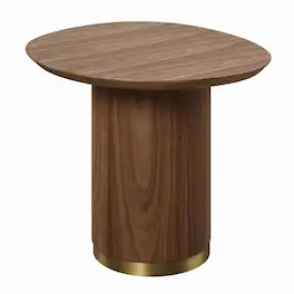 Manhattan Lane - Iliana Side End Table, 21 Inch Oval Top, Round Pedestal - Walnut Brown, Gold