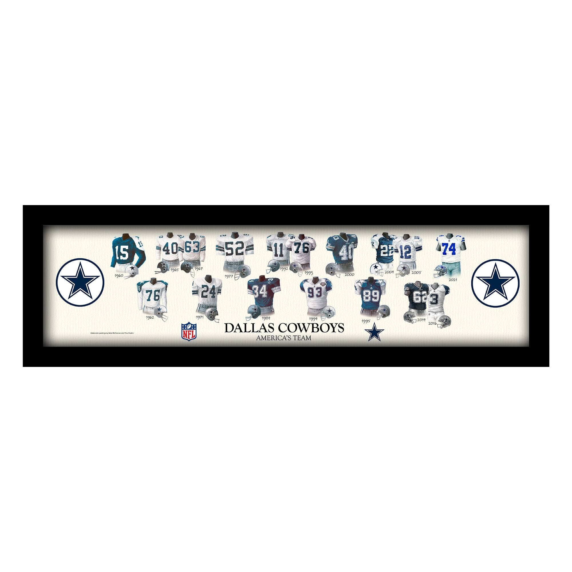 Dallas Cowboys 8" x 26" Framed Art Uniform Heritage Print