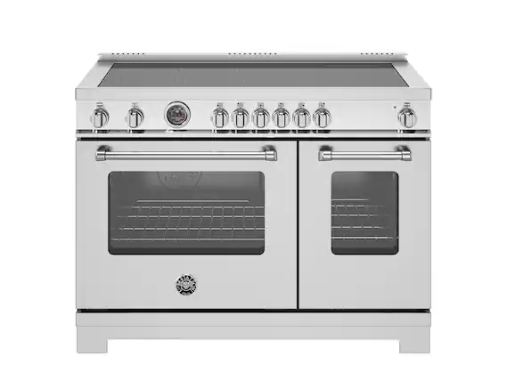 Front. Bertazzoni - 48" Master Series range - Electric oven - 6 induction zones - Stainless Steel.