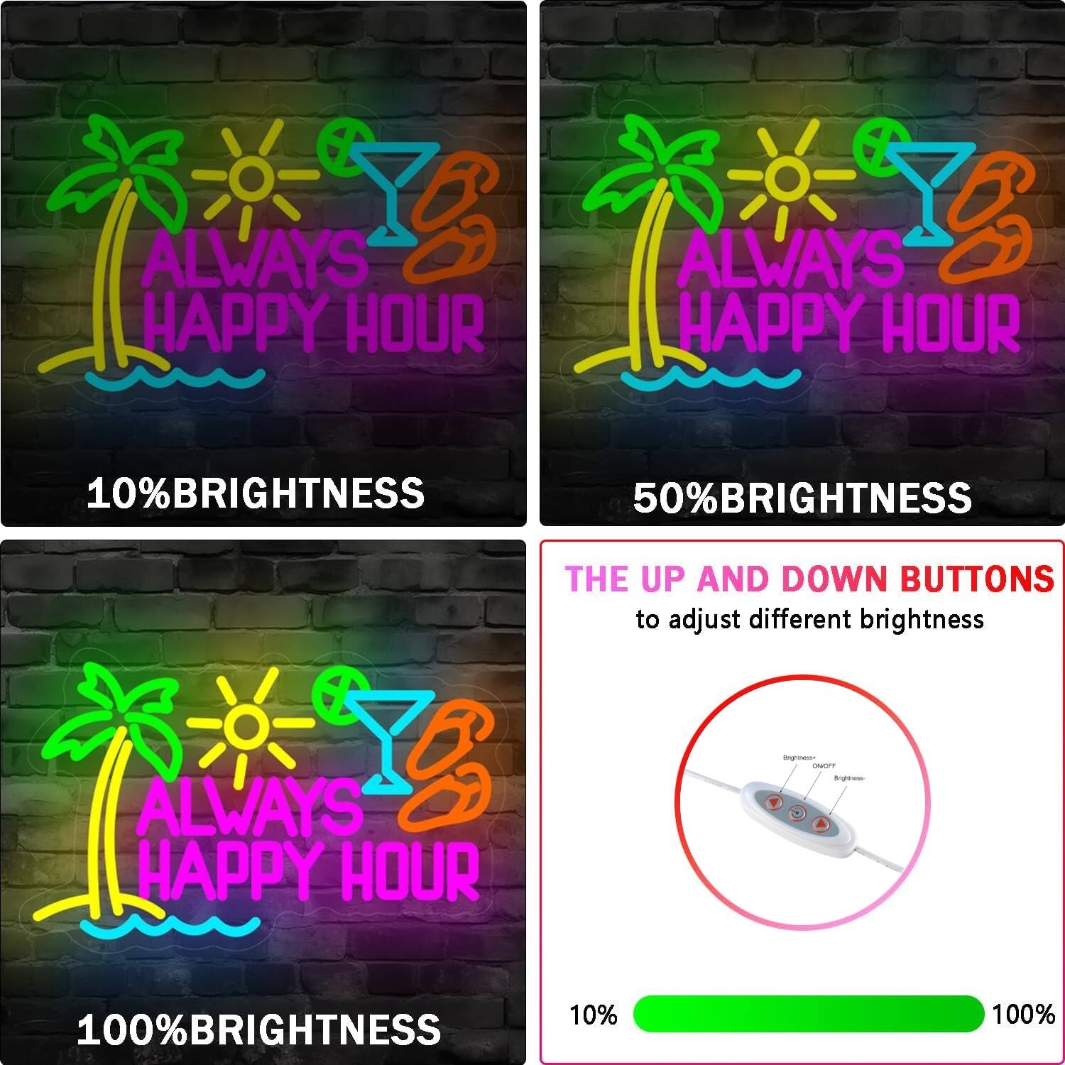 always happy hour☀️ Auledio Always Happy Hour Neon Sign LED Dimmable Happy Hour