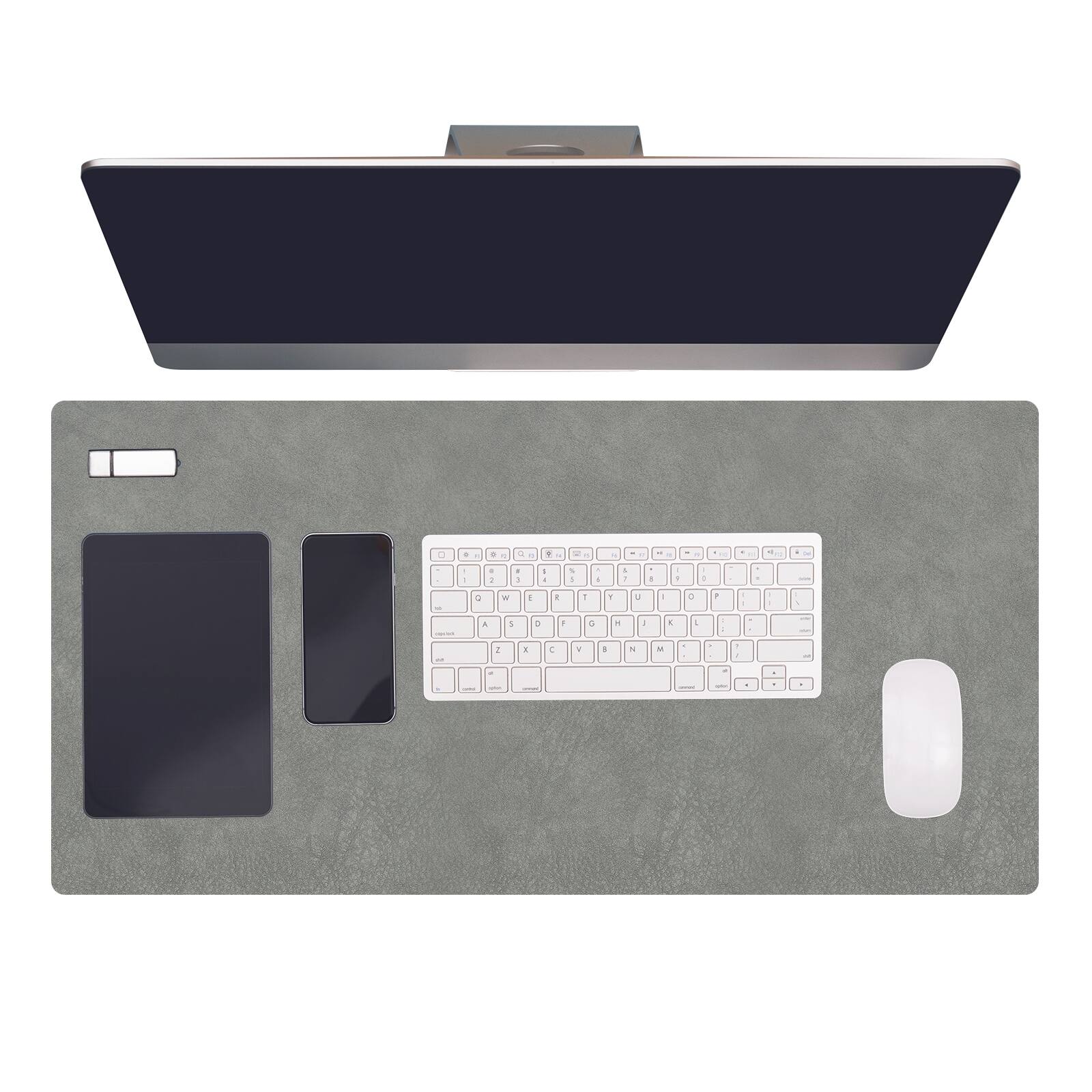 Unique Bargains - 35.4" x 17.7" Leather Desk Pad, Large Dual-Sided Waterproof PVC Mouse Pad for Laptop Computer Writing Desk Gaming Home - Light Gray/Dark Gray