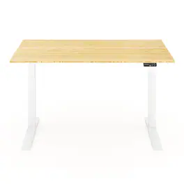 FlexiSpot - E7Pro 60''W Electric Adjustable Standing Desk, /White - Bamboo