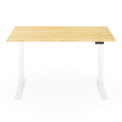 Front. FlexiSpot - FlexiSpot E7Pro 60''W Electric Adjustable Standing Desk, Bamboo/White - Bamboo.