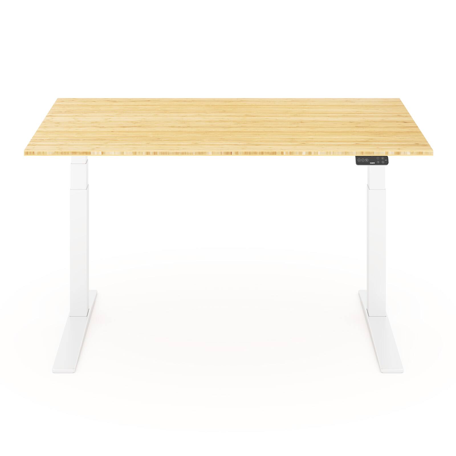 Front. FlexiSpot - FlexiSpot E7Pro 60''W Electric Adjustable Standing Desk, Bamboo/White - Bamboo.