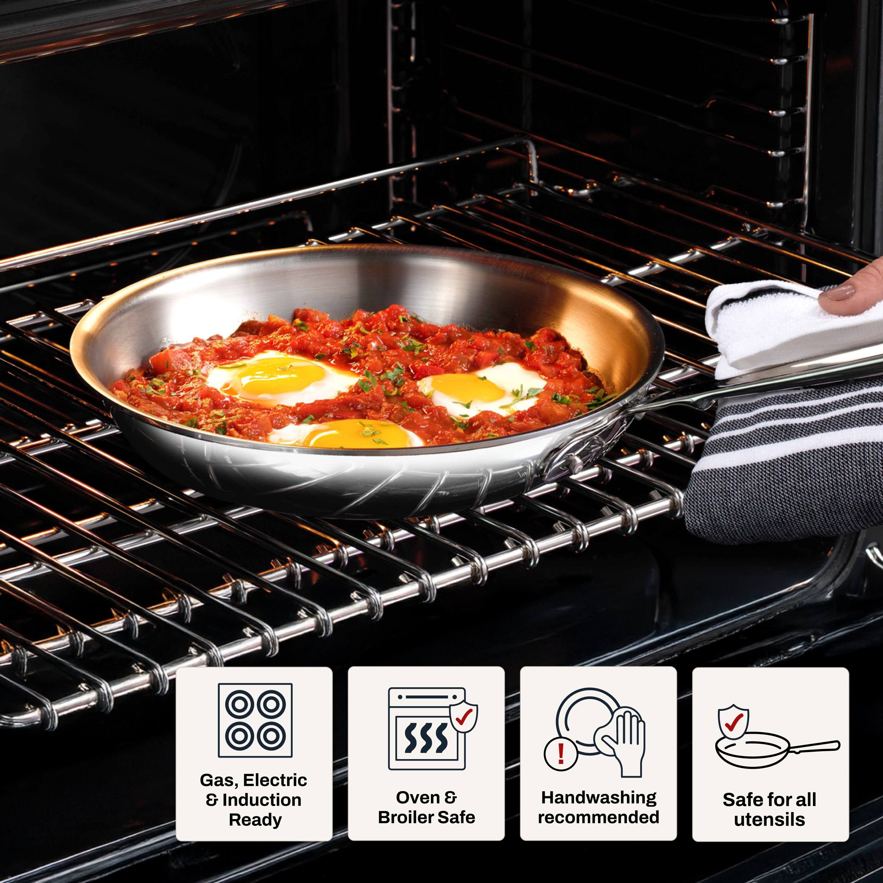 Gas, Electric & Induction Ready  
Oven & Broiler Safe  
Handwashing recommended  
Safe for all utensils