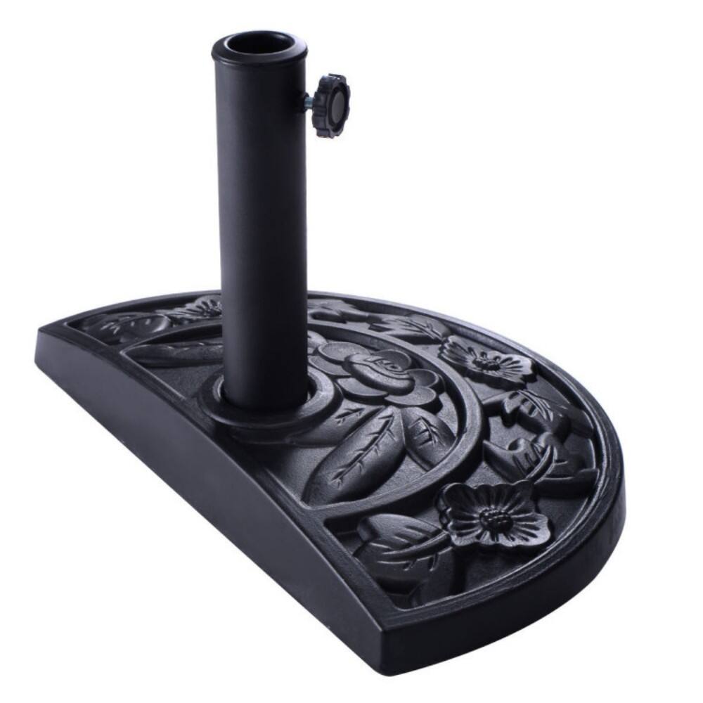 Angle. Mondawe - 20 inch Outdoor Patio Half Round Umbrella Base - Black.