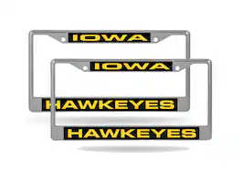 Rico Industries - Iowa Hawkeyes (Set of 2) Chrome Metal Laser Cut License Plate Frame - Multi