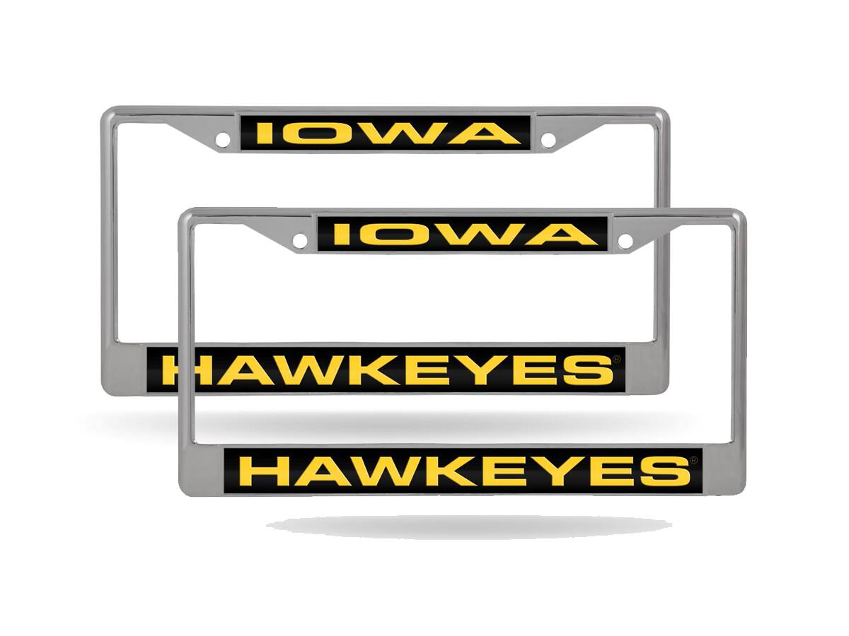 Iowa Hawkeyes (Set of 2) Chrome Metal Laser Cut License Plate Frame