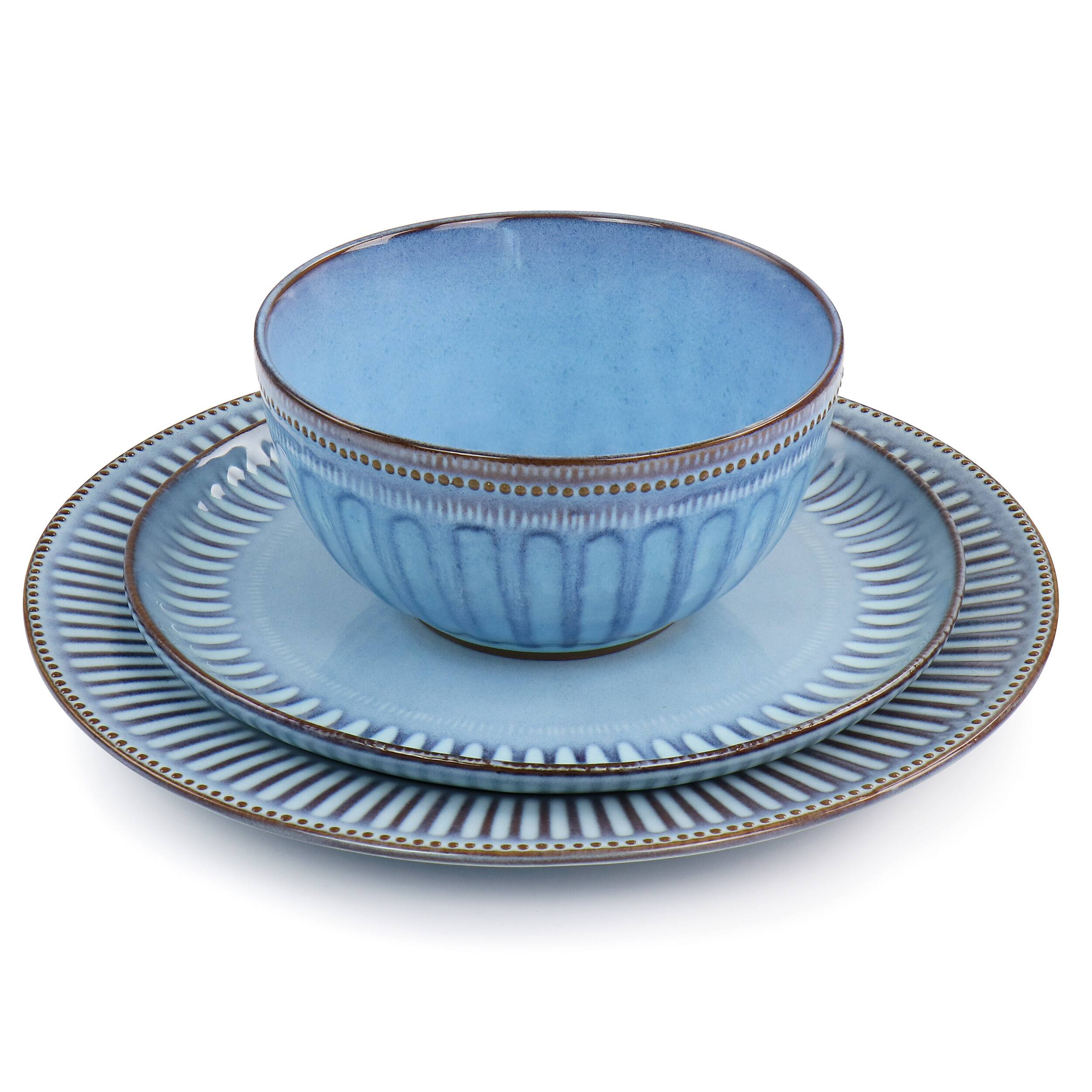 Alt View 2. Gibson - Gibson Elite Mendocino 16 Piece Stoneware Dinnerware Set in Blue - Blue.