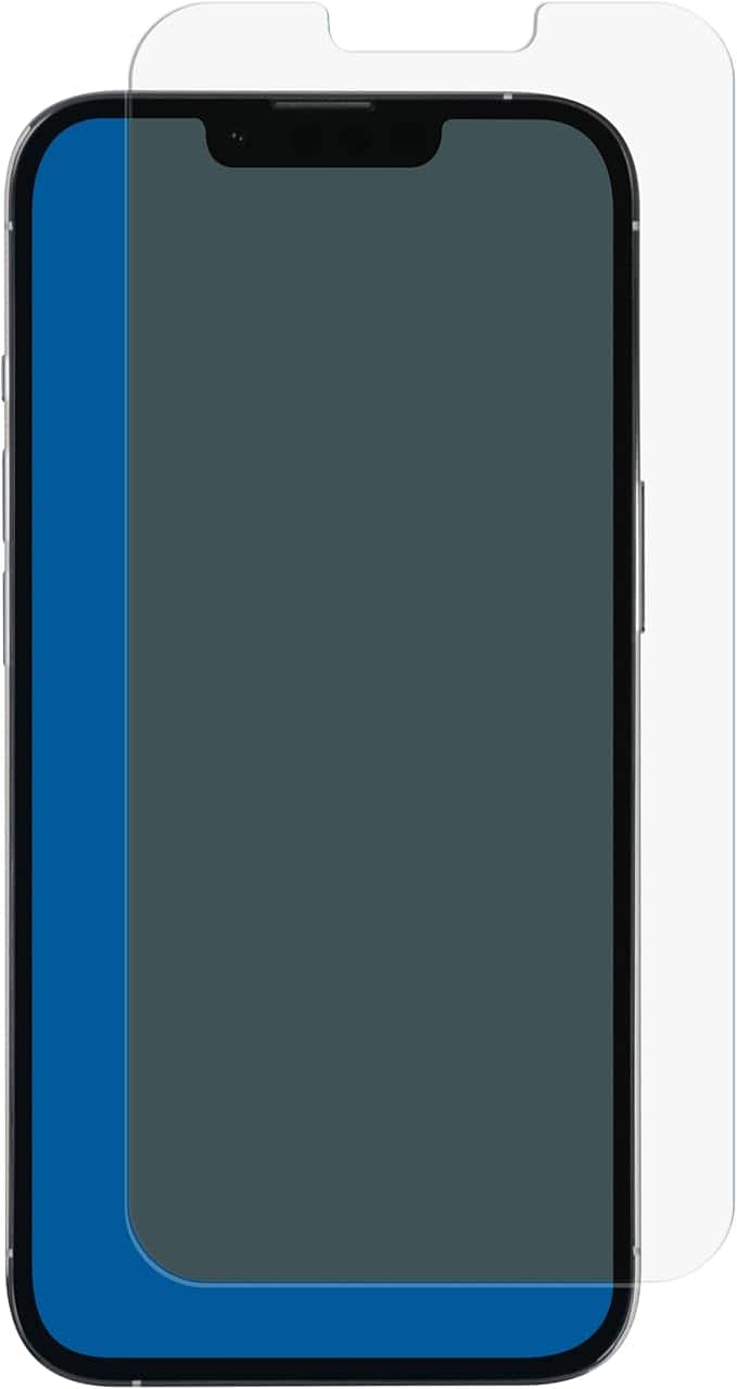 BodyGuardz - Pure 2 EyeGuard Antimicrobial Tempered Glass Screen Protector for iPhone 13 and iPhone 13 Pro - Clear