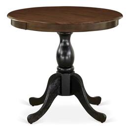 East West Furniture - Kitchen Table - Walnut Table Top and Black Pedestal Leg Finish - Multi-Color