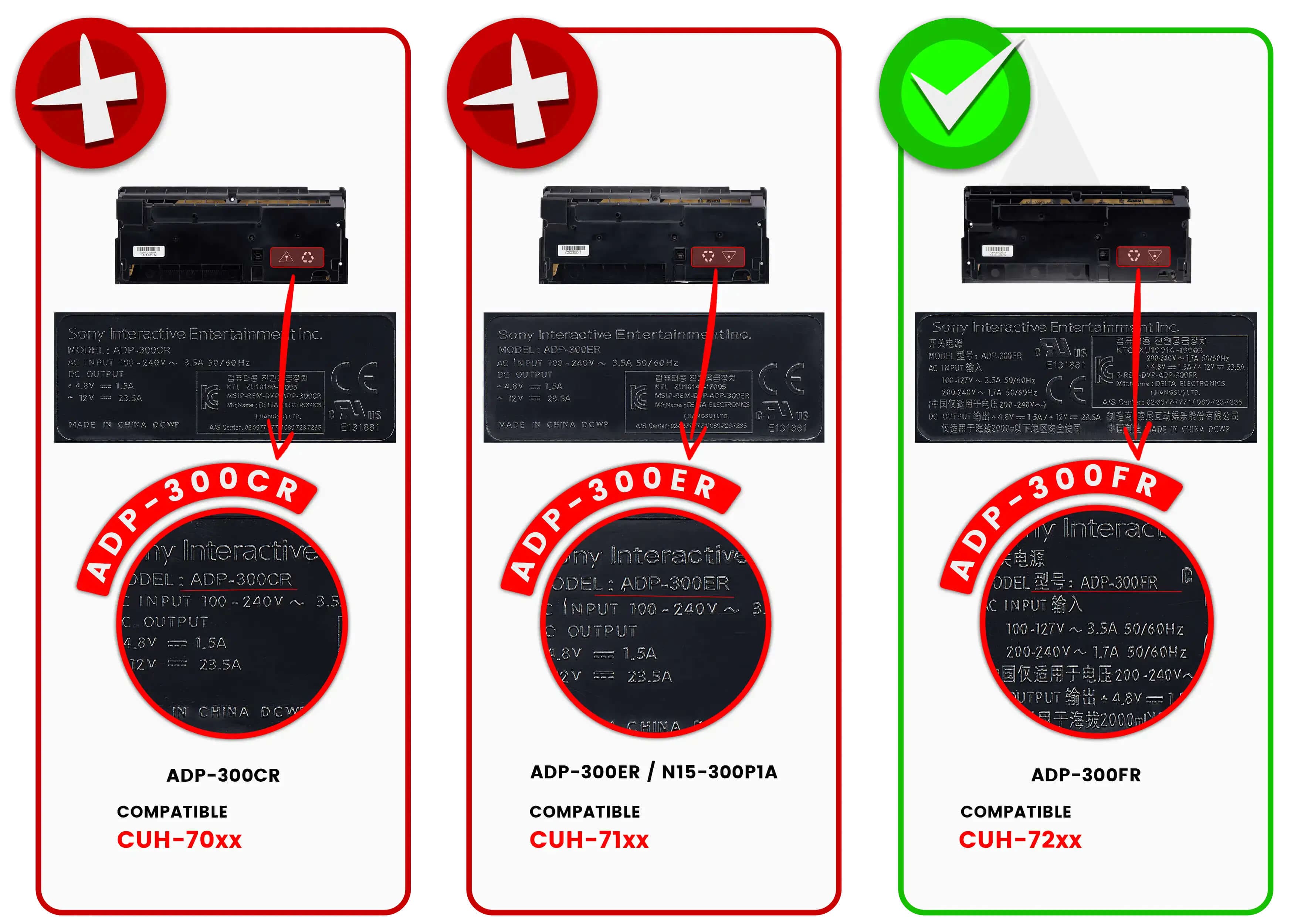 Power Supply Unit (ADP 300FR, CUH 72xx) (4PIN) Compatible For