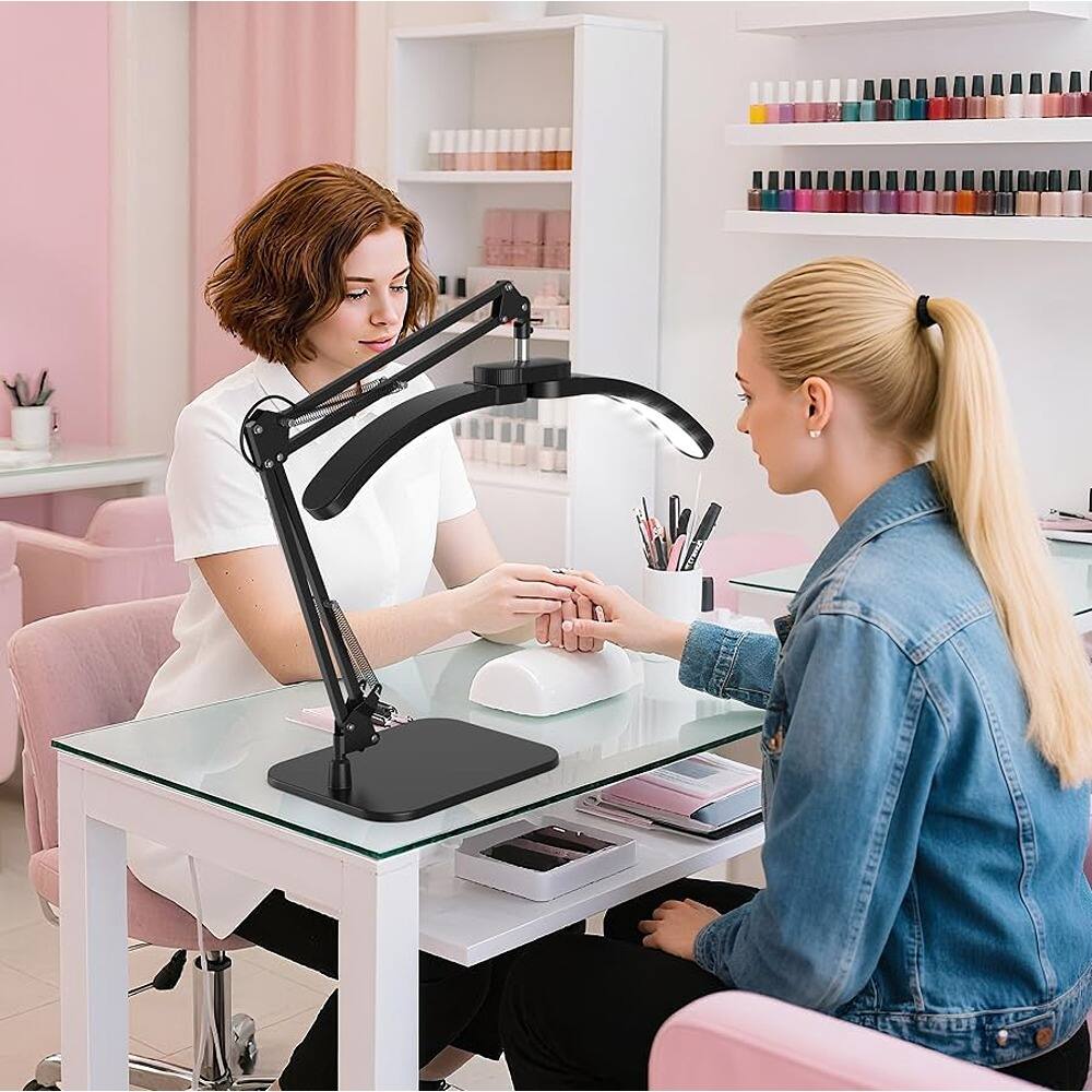 Alt View 1. MOSZAR LLC - 22W Half Moon LED Nail Desk Light with Adjustable Arm, Clamp & Foldable Base.