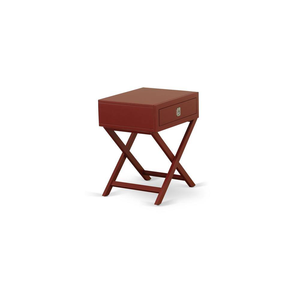 Angle. East West Furniture - Night Stand Burgundy - Brown.