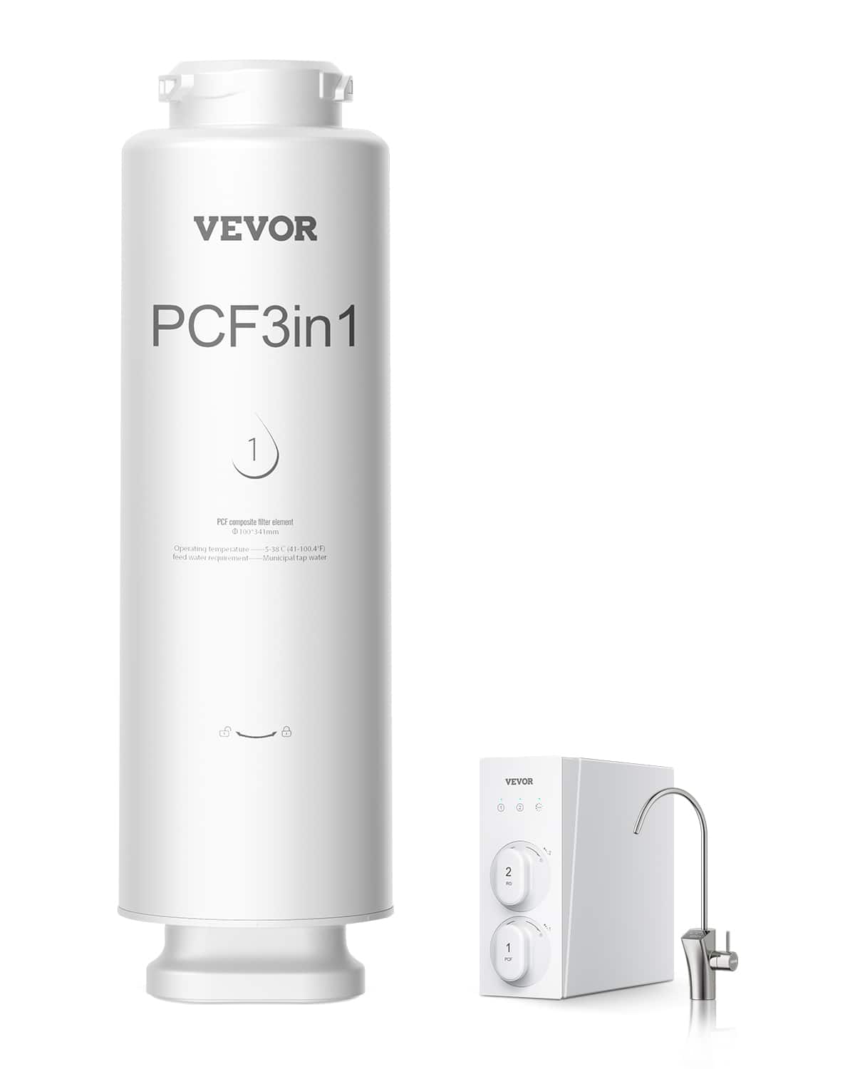 VEVOR - PCF Replace Filter, 6-layer PCF Composite Water Filter Replacement, PCF Composite Filter, Reduces Chlorine & Odo - White