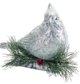 Diva At Home - 8.75" and Green Cardinal Perched on Log with Pine Cones/Berries Christmas Decoration - Gray